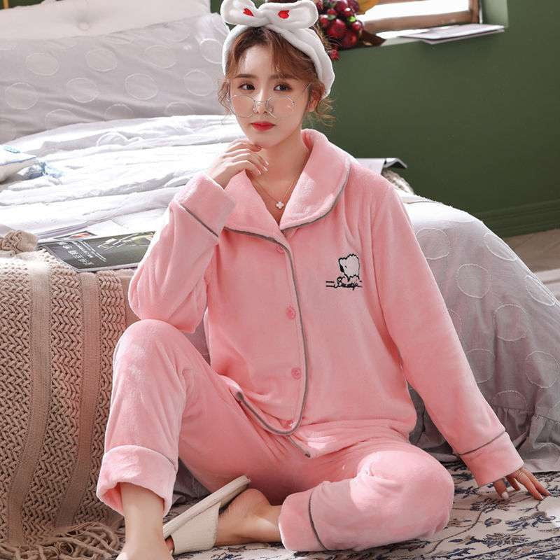 Cozy Pajama Set, Flannel Sleepwear Women, Ladies Warm Homewear - available at Sparq Mart