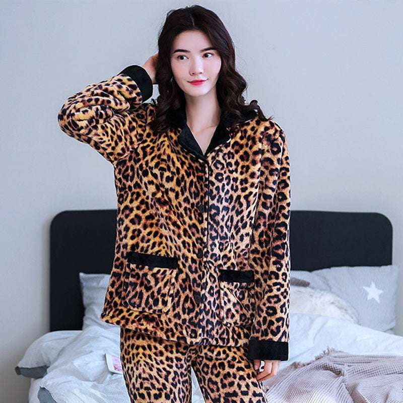 Cozy Pajama Set, Flannel Sleepwear Women, Ladies Warm Homewear - available at Sparq Mart