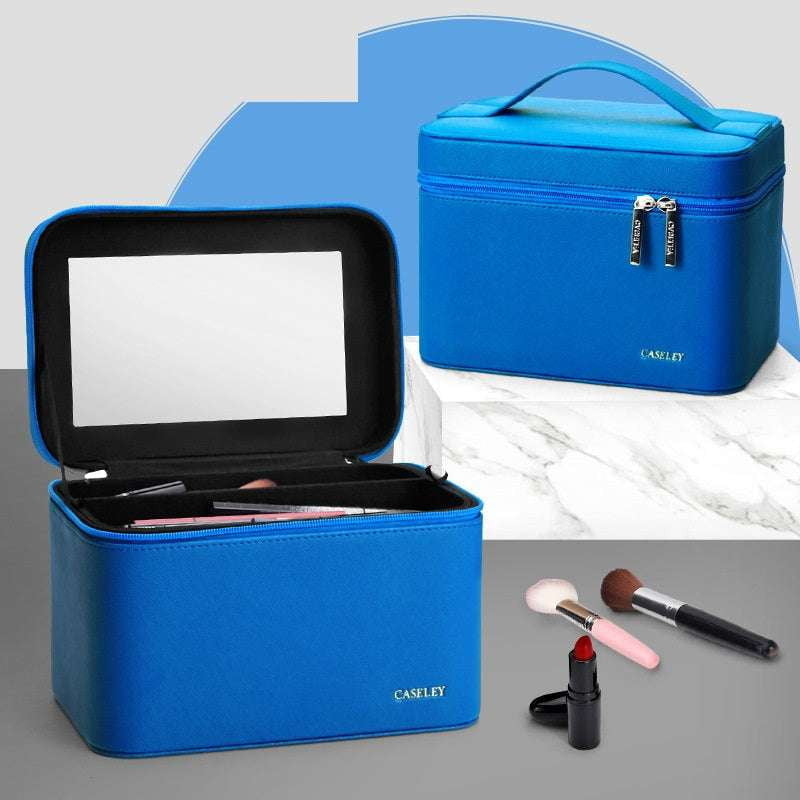 double-layer makeup bag, portable cosmetic organizer, spacious beauty pouch - available at Sparq Mart