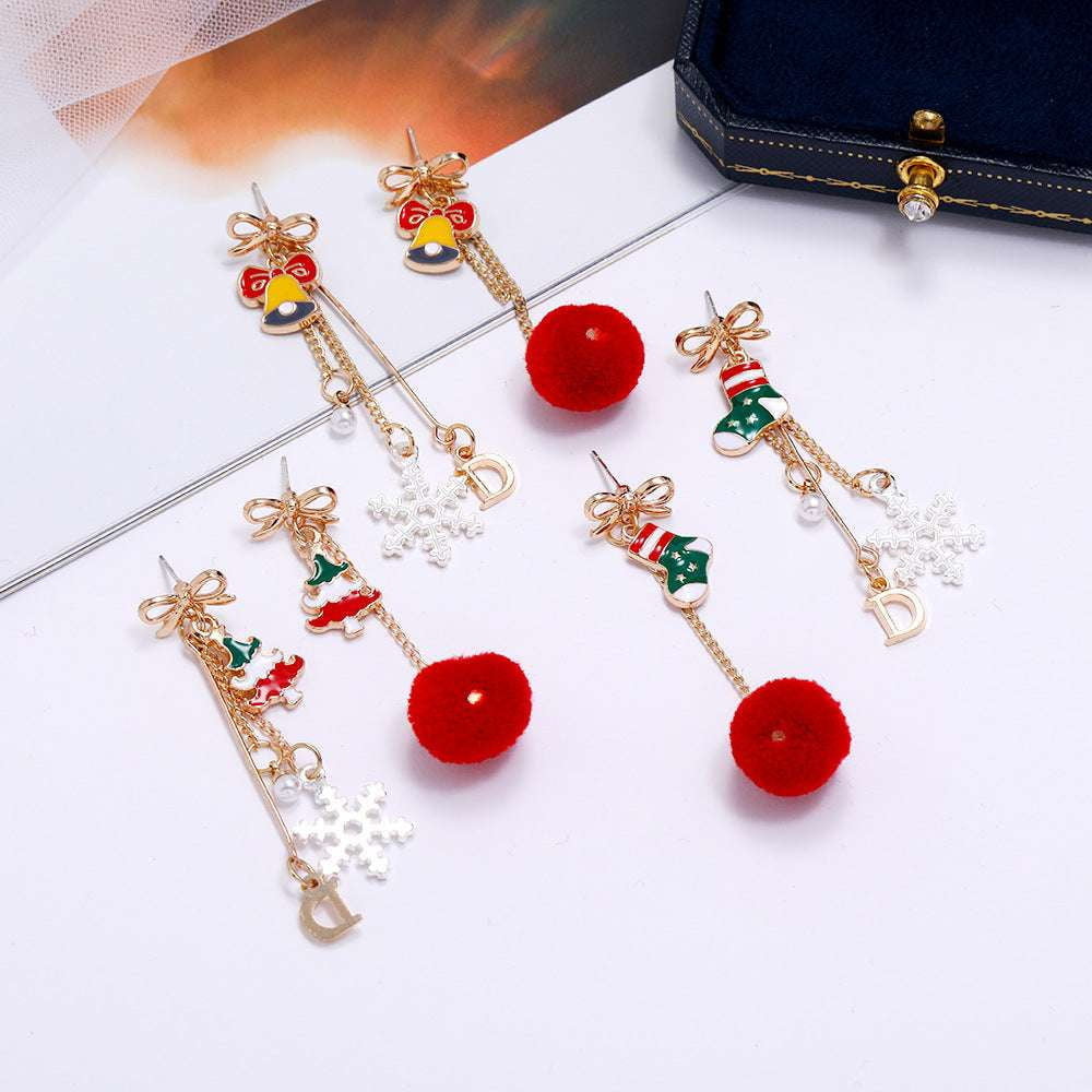 Christmas Bell Earrings, Festive Dangle Earrings, Snowflake Tassel Earrings - available at Sparq Mart