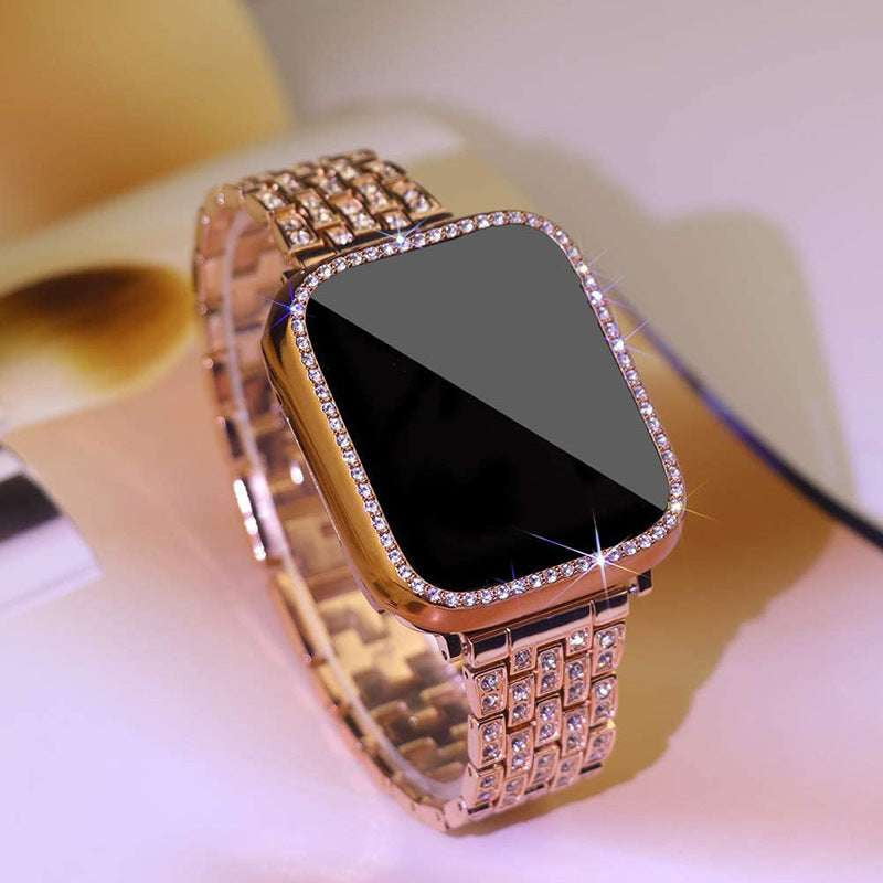 Diamond Studded Watch Strap, PC Diamond Watch Case, Stylish Alloy Watchband - available at Sparq Mart