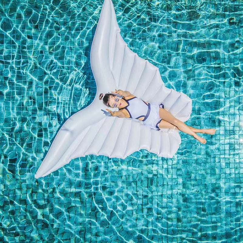 Golden Pool Lounger, Inflatable Angel Wings, Pool Party Float Essentials - available at Sparq Mart