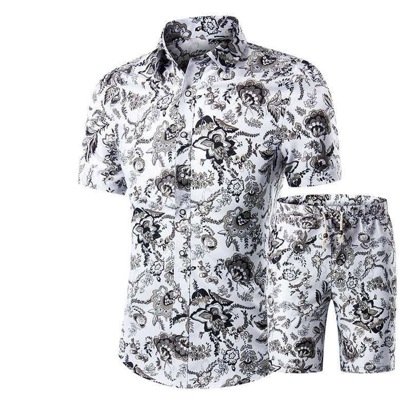 Floral Shirt Shorts, Men's Beachwear Set, Summer Floral Outfit - available at Sparq Mart