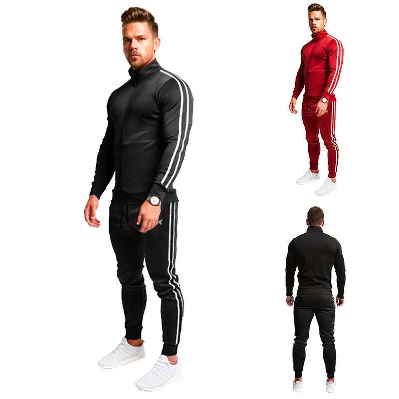 Athletic Striped Trousers, Slim Running Pants, Striped Joggers Men - available at Sparq Mart