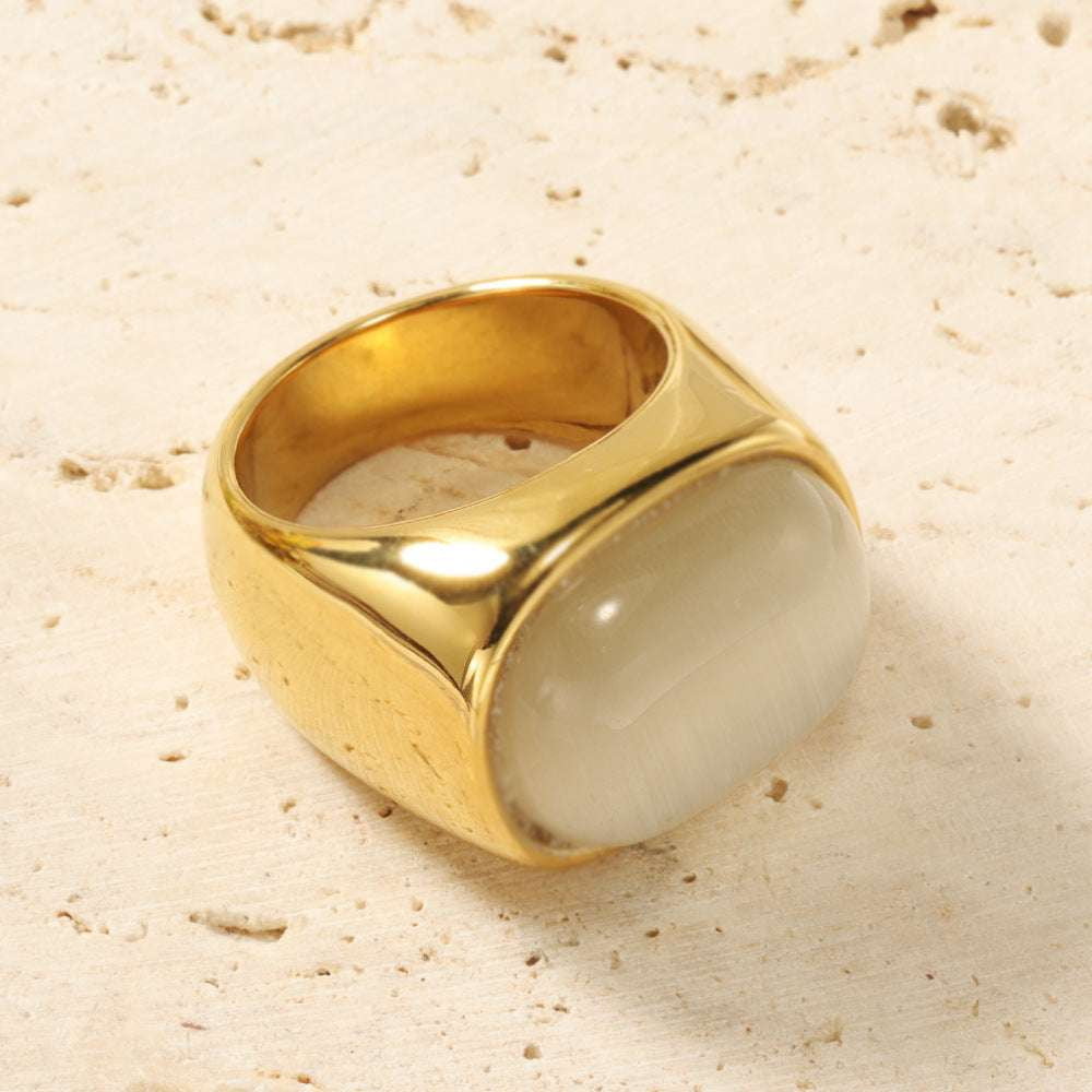 gemstone fashion ring, gold plated ring, stainless steel ring - available at Sparq Mart