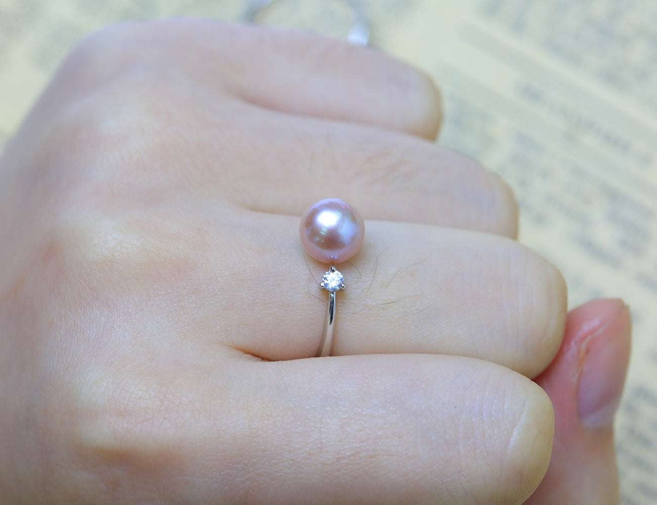 Adjustable Pearl Ring, Personalized Pearl Ring, Pink Pearl Ring - available at Sparq Mart