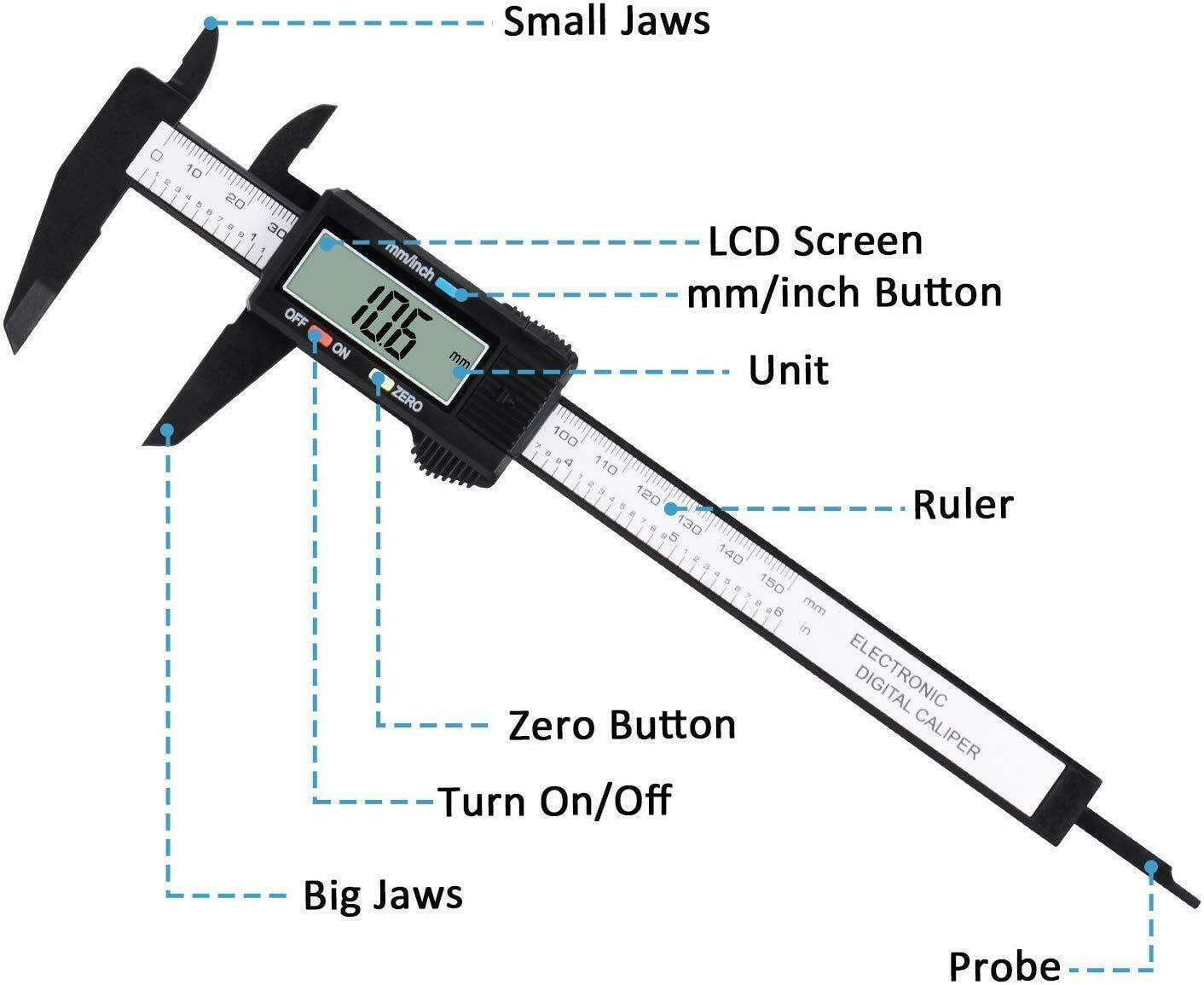 carbon fiber vernier, micrometer ruler 150mm, precision digital caliper - available at Sparq Mart