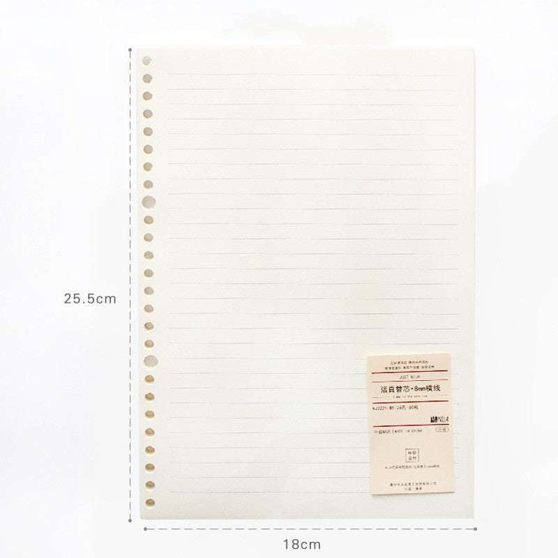 6-hole punched inserts, A5 paper refill, B5 notebook pages - available at Sparq Mart