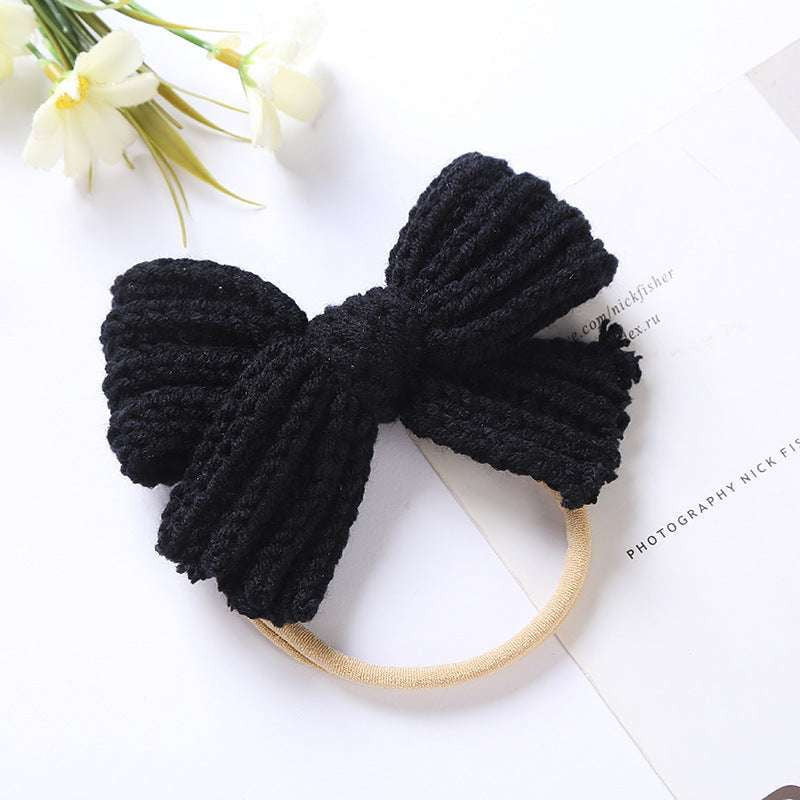 Baby Nylon Headband, Soft Wool Hairband, Wool Bow Hairband - available at Sparq Mart