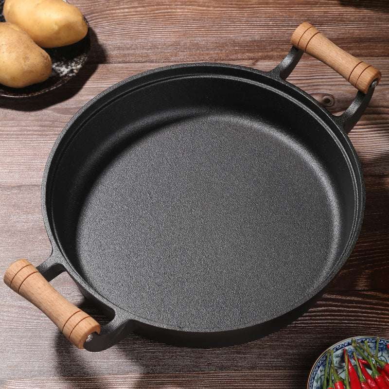 Durable Cast Iron Pot, Uncoated Iron Cookware, Versatile Cooking Pot 31cm - available at Sparq Mart