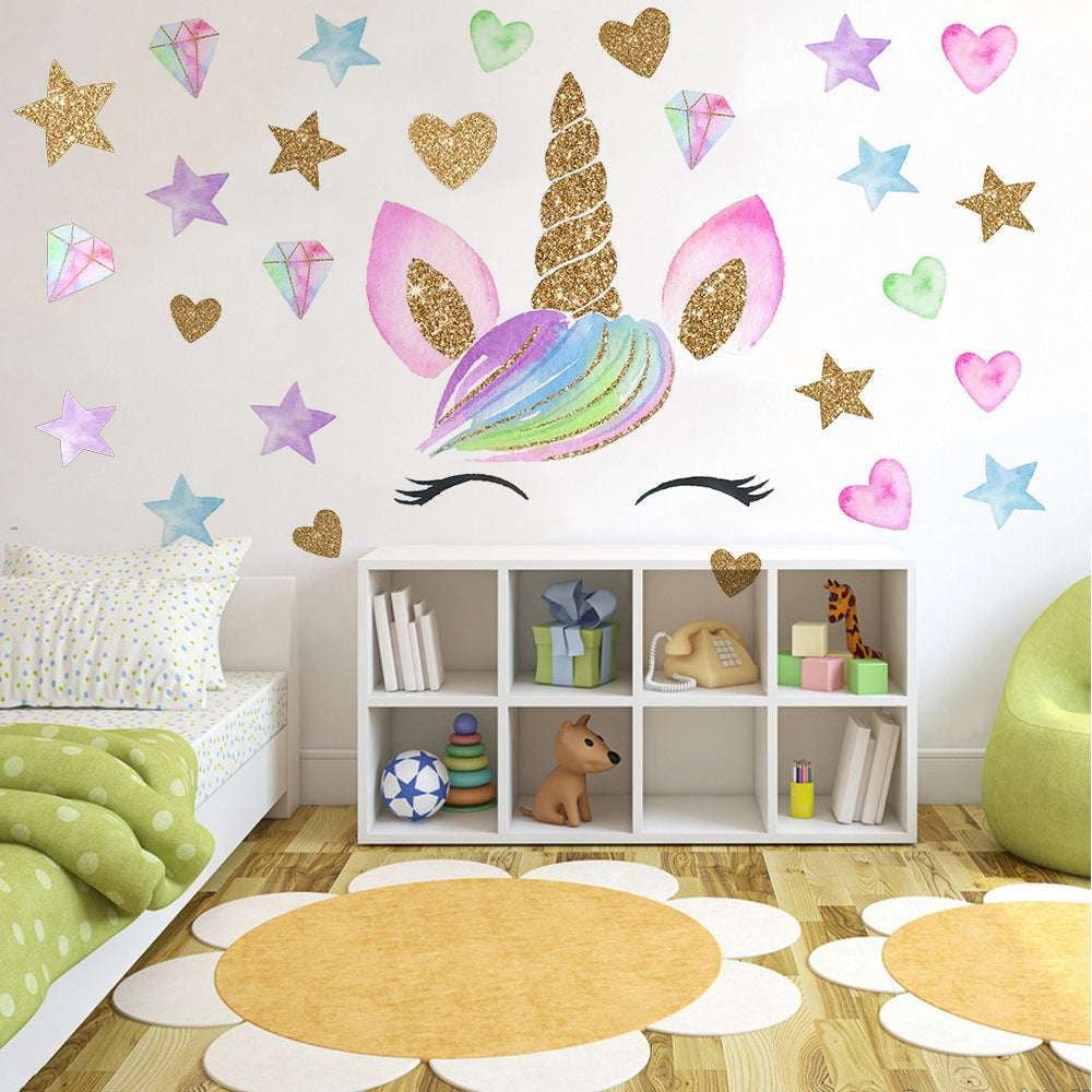 Golden wall stickers, hand painted wall decoration, living room bedroom decor - available at Sparq Mart