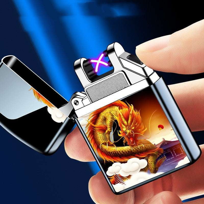 Metal Electric Lighter, USB Rechargeable Lighter, Windproof Lighter Engraving - available at Sparq Mart