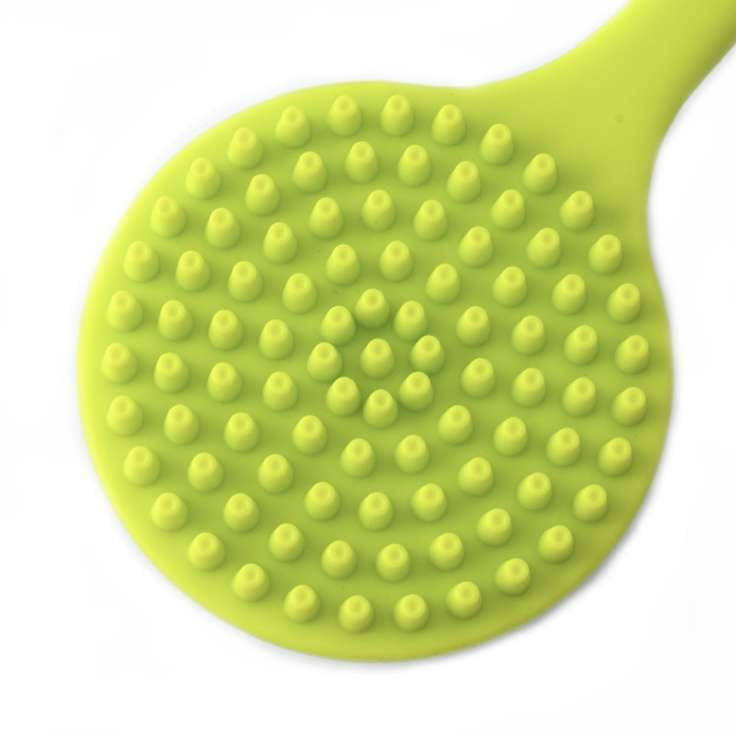 exfoliating back scrubber, flexible bath tool, silicone scrubber stick - available at Sparq Mart