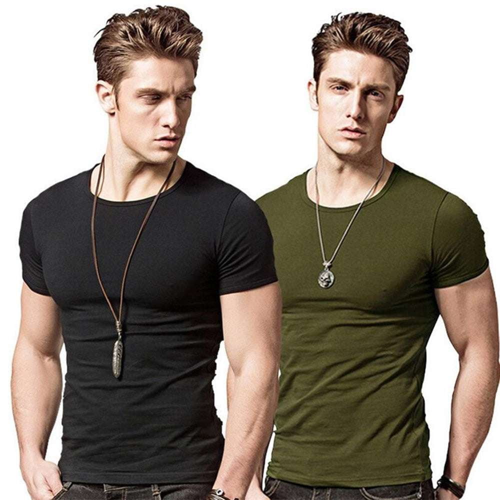 Comfortable Quick-Dry T-Shirt, Men's Slim Fit Tees, Solid Color Workout Shirt - available at Sparq Mart