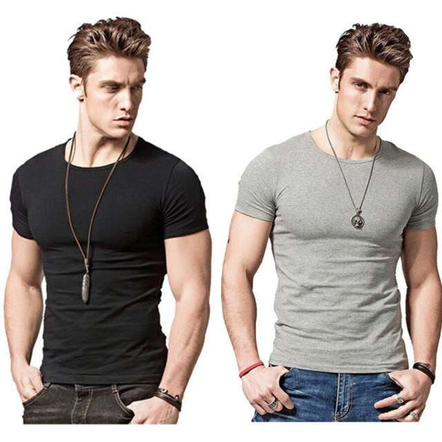 Comfortable Quick-Dry T-Shirt, Men's Slim Fit Tees, Solid Color Workout Shirt - available at Sparq Mart