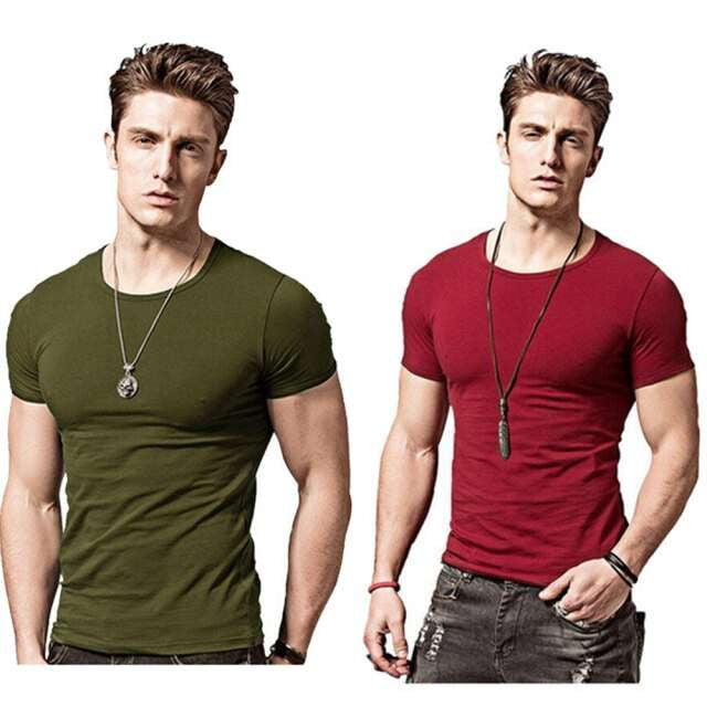 Comfortable Quick-Dry T-Shirt, Men's Slim Fit Tees, Solid Color Workout Shirt - available at Sparq Mart