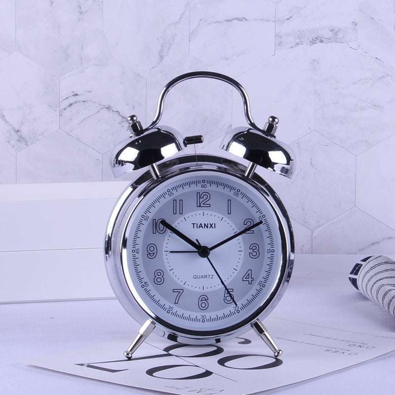 bedside light clock, round bedroom clock, silent night clock - available at Sparq Mart