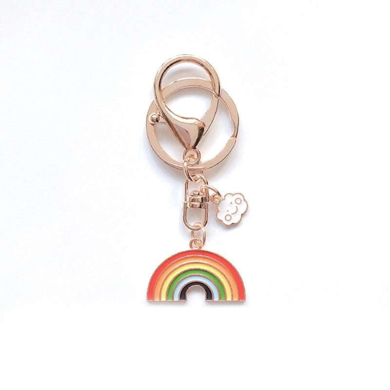 Alloy Floral Keyring, Cartoon Keychain Accessory, Rainbow Handbag Charm - available at Sparq Mart