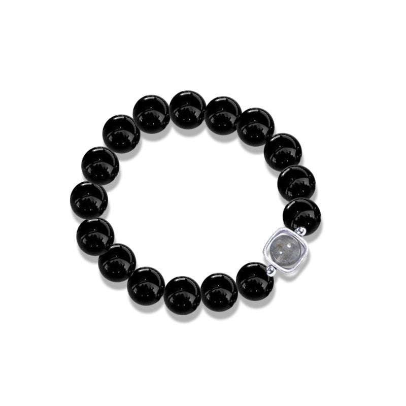 moonlight obsidian jewelry, obsidian stone bracelet, S925 black bracelet - available at Sparq Mart