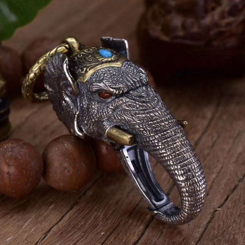 Antique Elephant Keychain, S925 Keychain Men's, Unique Silver Keychain - available at Sparq Mart