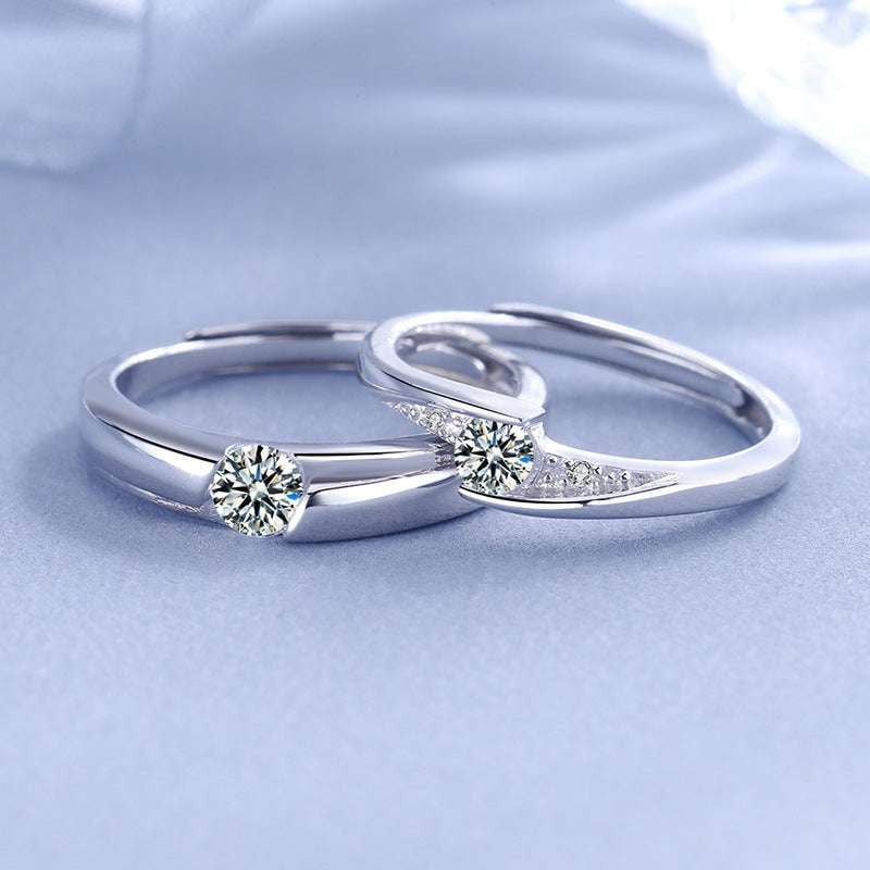 Adjustable Fashion Rings, Silver Couple Rings, Zircon Diamond Ring - available at Sparq Mart