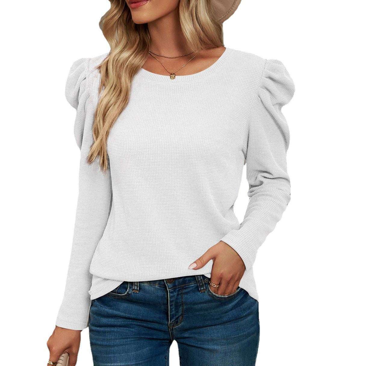 Stylish Women's Top, Waffle T-shirt Top, Women's Long-sleeve Top - available at Sparq Mart