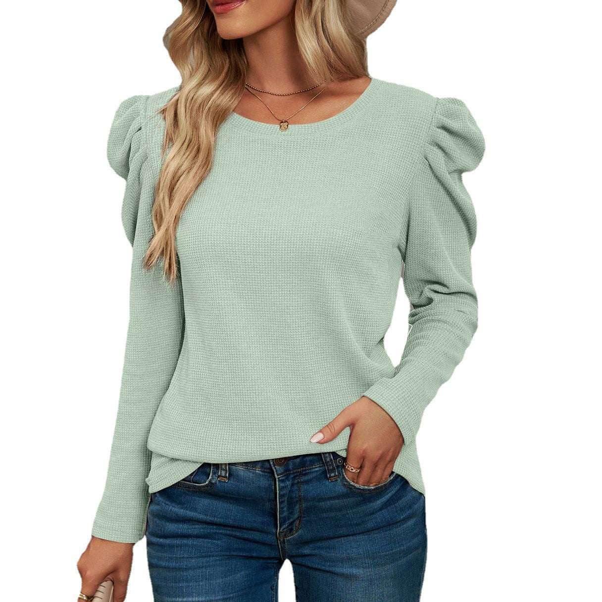 Stylish Women's Top, Waffle T-shirt Top, Women's Long-sleeve Top - available at Sparq Mart