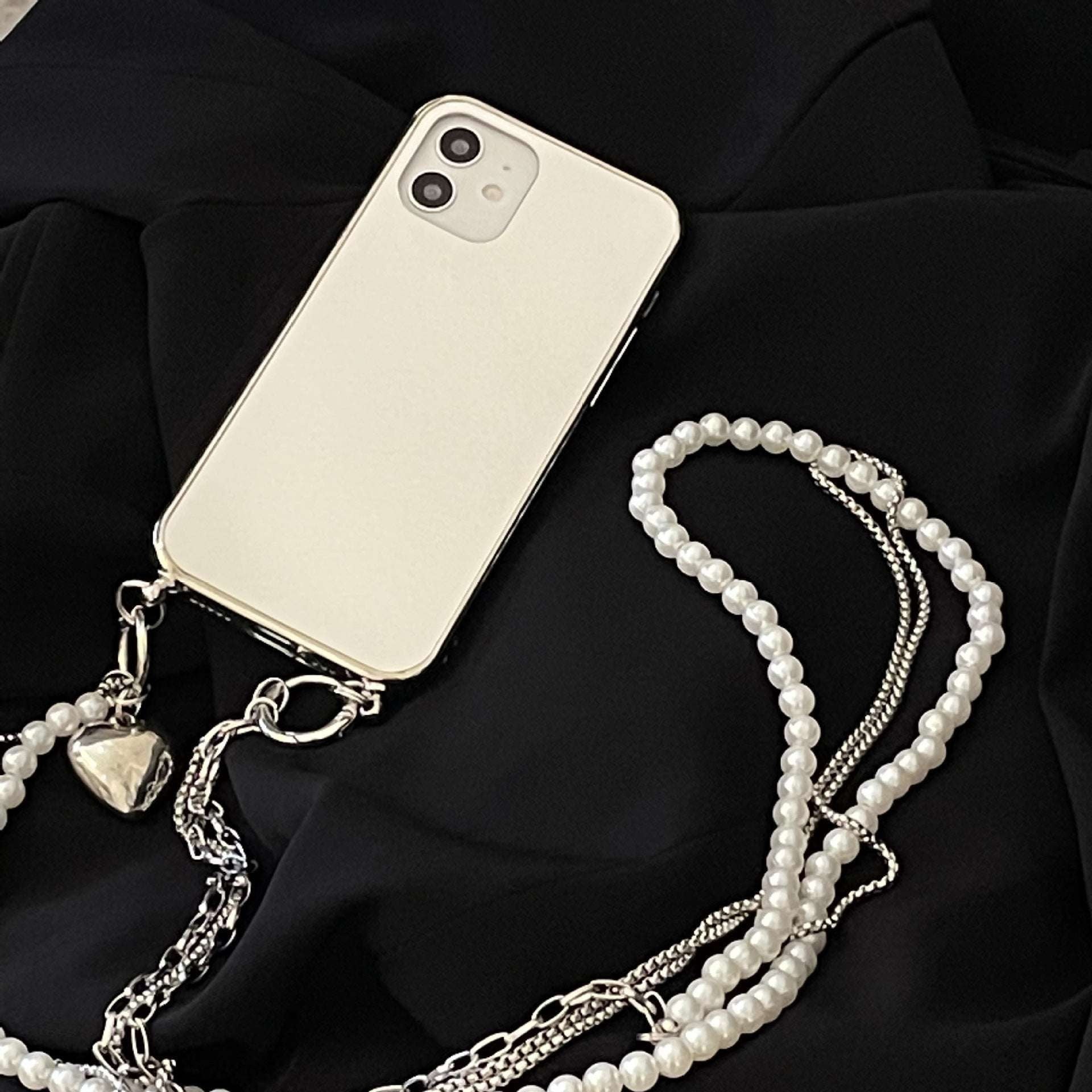 iPhone Mirror Case, Silver Love Case, Sparkly Chain Cover - available at Sparq Mart