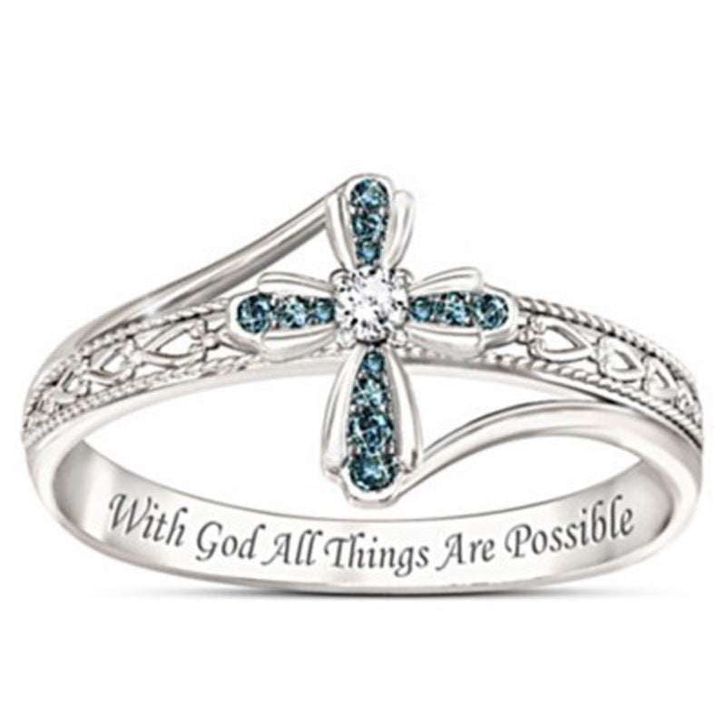 Religious Fashion Ring, Silver Cross Ring, Spiritual Jewelry Accessory - available at Sparq Mart