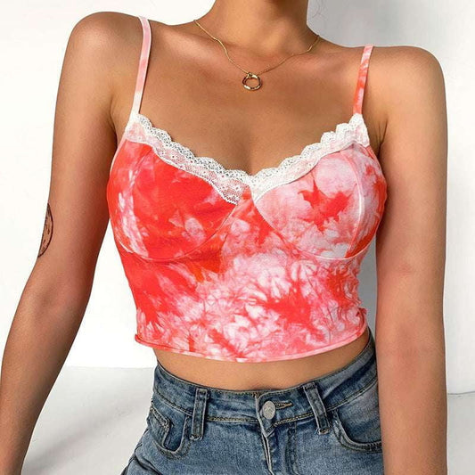 Colorful Summer Camisole, Slim Halter Top, Tie-dye Camisole Top - available at Sparq Mart