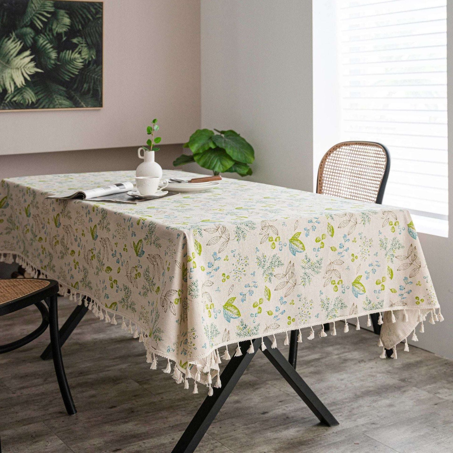 Cotton Linen Tassel Tablecloth, Small Fresh Tablecloth, Sparq Mart - available at Sparq Mart