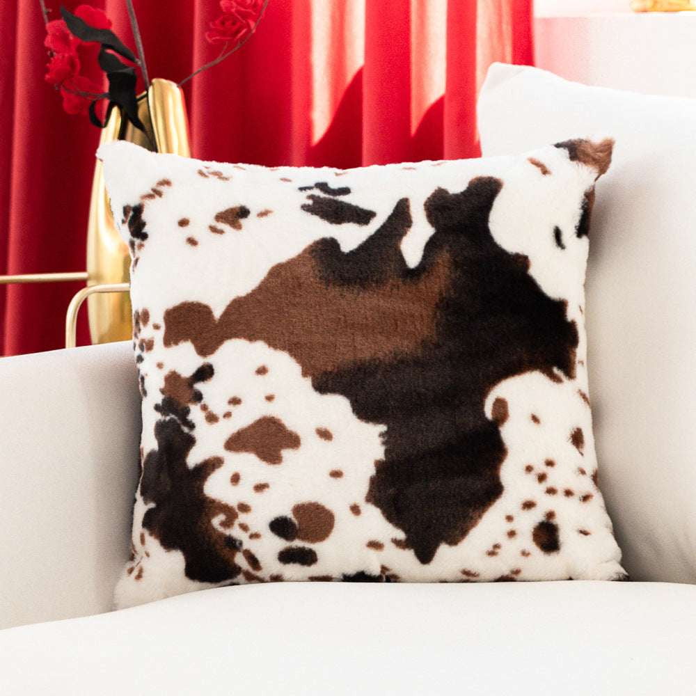 Cozy Plush Pillowcase, Decorative Cow Cushion, Luxury Throw Accessories - available at Sparq Mart