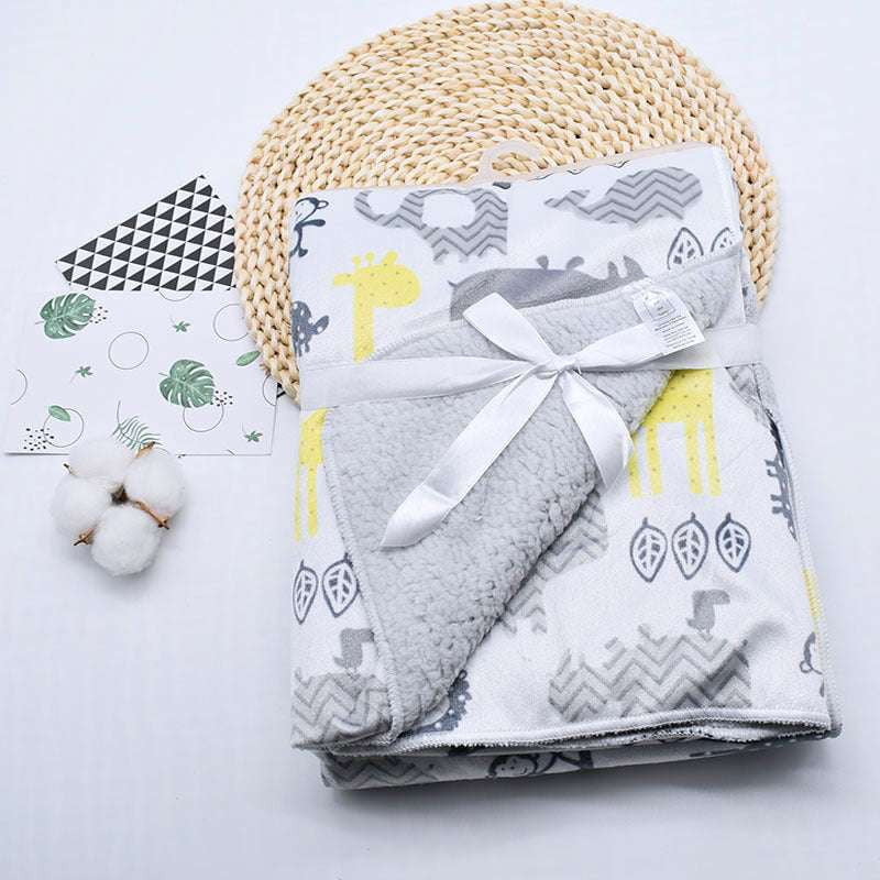 Soft Baby Blanket Newborn Winter Blanket Plush Printed Blanket - available at Sparq Mart