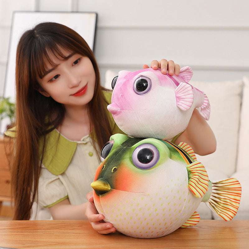 Kids Plush Pillow, Puffer Fish Toy, Soft Fish Pillow - available at Sparq Mart