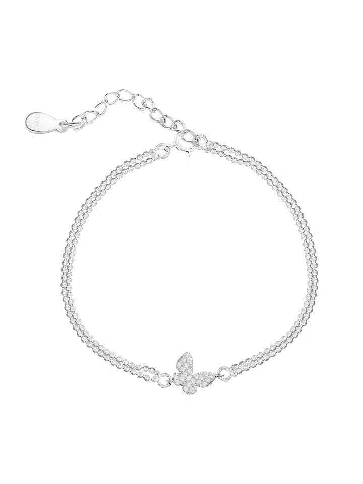 diamond double-layered bracelet, silver jewelry, Sparkling butterfly bracelet - available at Sparq Mart