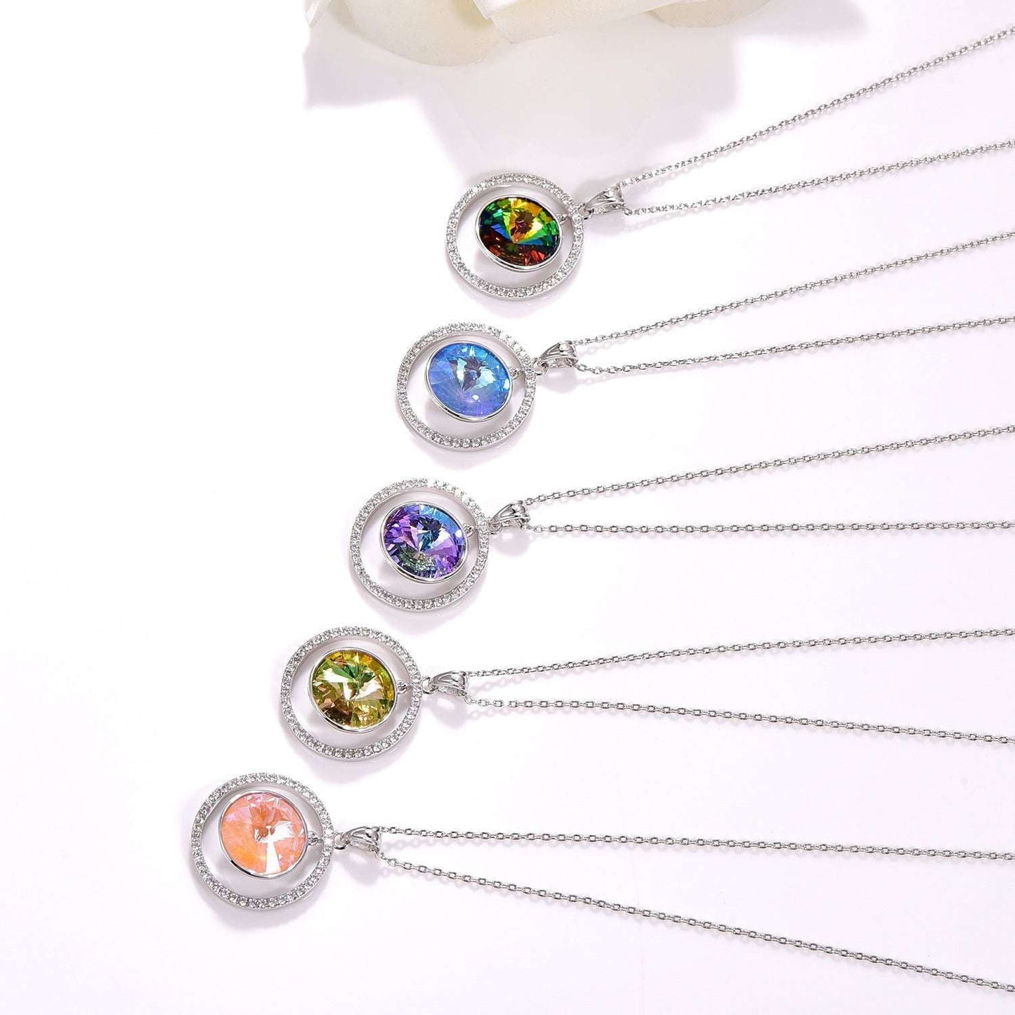 Austrian Elements Necklace, Crystal Necklace Round, Sparkling Crystal Pendant - available at Sparq Mart