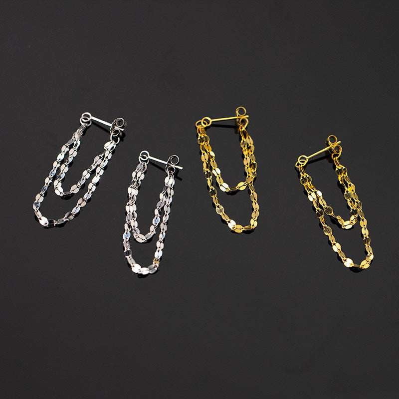 Elegant Chain Earrings, Gold Chain Earrings, Silver Kiss Earrings - available at Sparq Mart