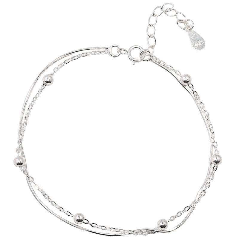 Double Niche Design Bracelet, Silver Snake Bone Chain Bracelet, Sterling Silver Bracelet - available at Sparq Mart