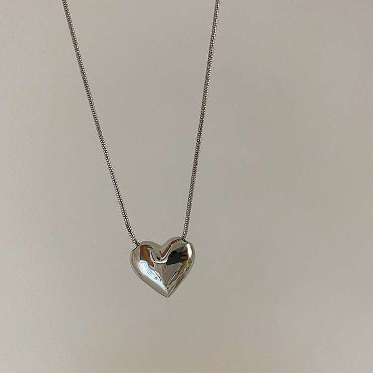 Metal heart necklace, Three-dimensional pendant, Versatile necklace - available at Sparq Mart