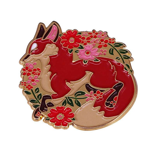 Red Fox Brooch, Wholesale Brooch, Wild Flower Brooch - available at Sparq Mart