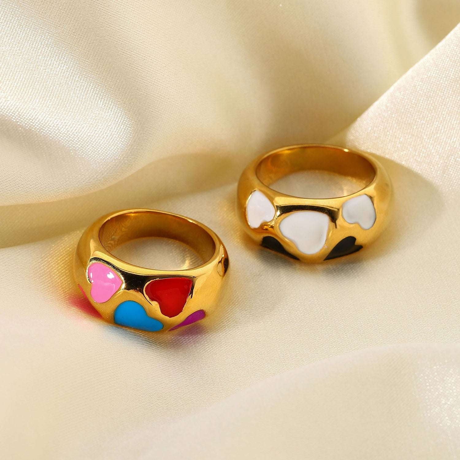 Colorful Heart Ring, Ladies Fashion Rings, Stainless Steel Jewelry - available at Sparq Mart