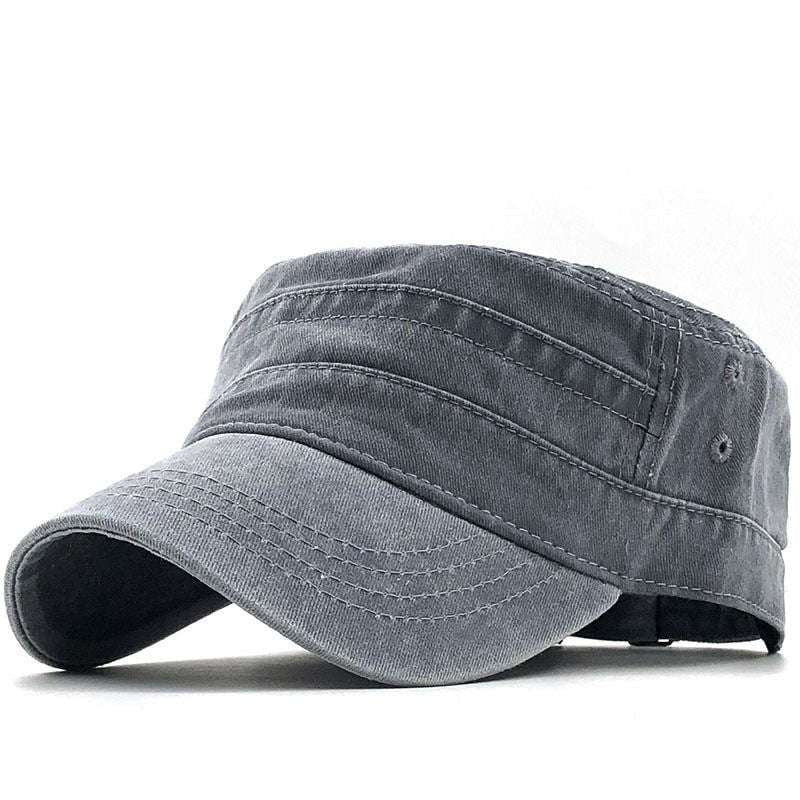 cotton fashion hat, men's military cap, stylish flat cap - available at Sparq Mart