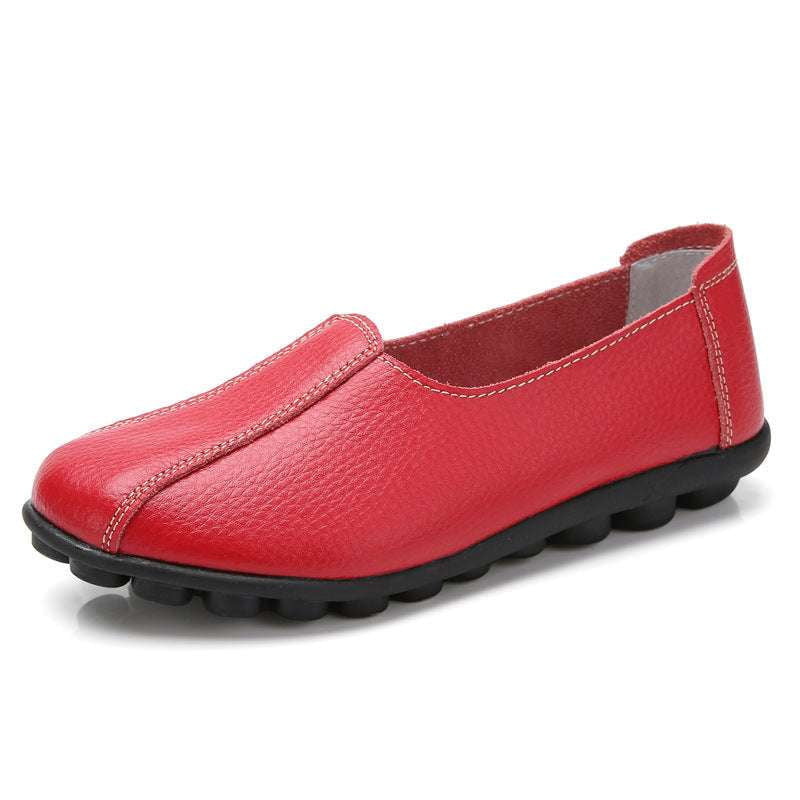 Casual Shoes, Stylish Cowhide Peas Shoes, Women's Large Size - available at Sparq Mart