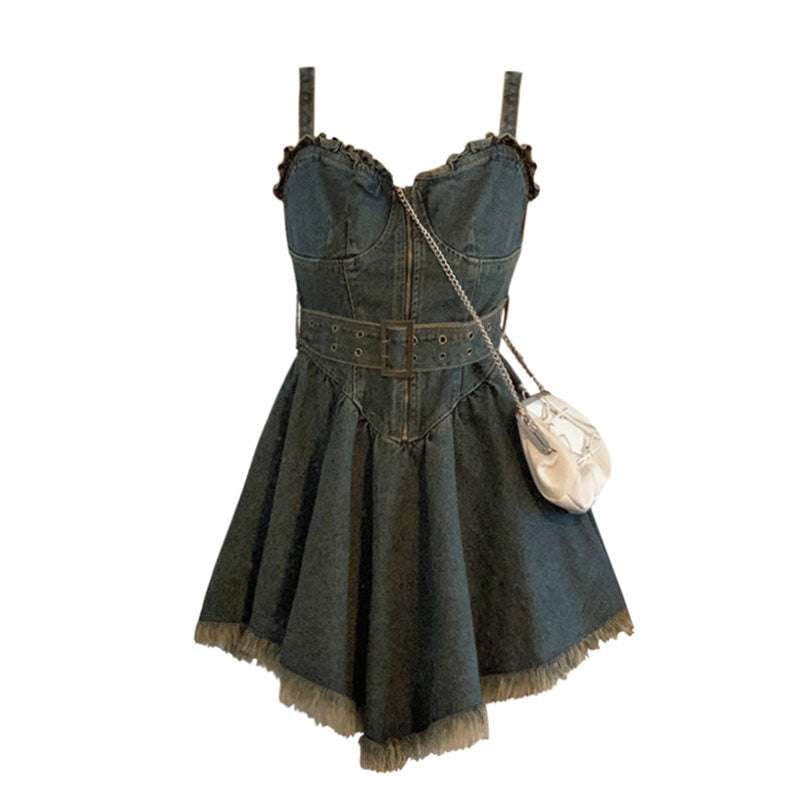 Denim Suspender Dress, Ladies Denim Sundress, Summer Denim Fashion - available at Sparq Mart