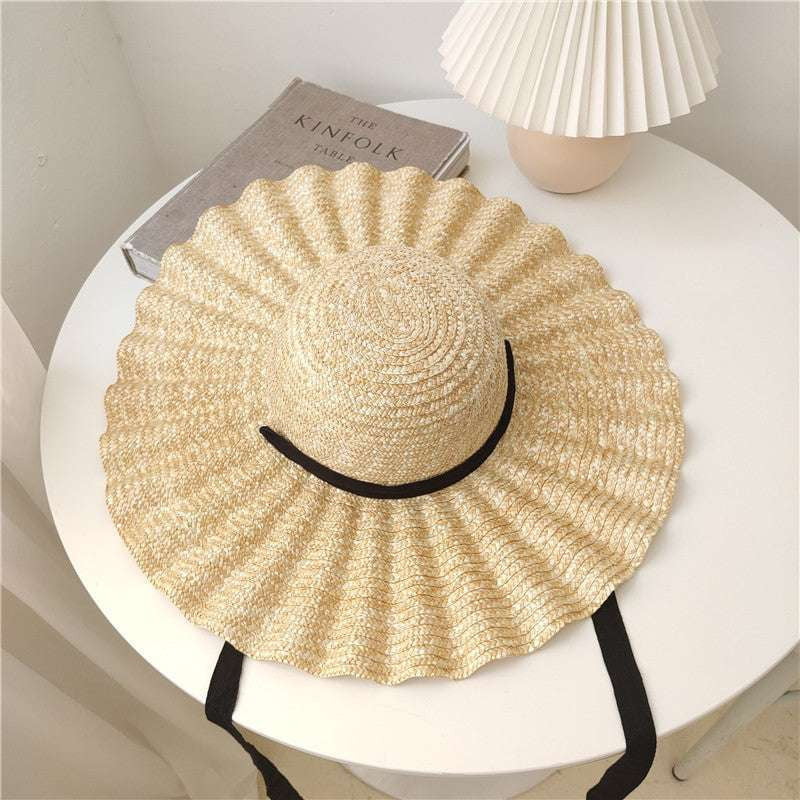 Dome Brim Hat, Stylish Beach Hat, Wavy Straw Hat - available at Sparq Mart