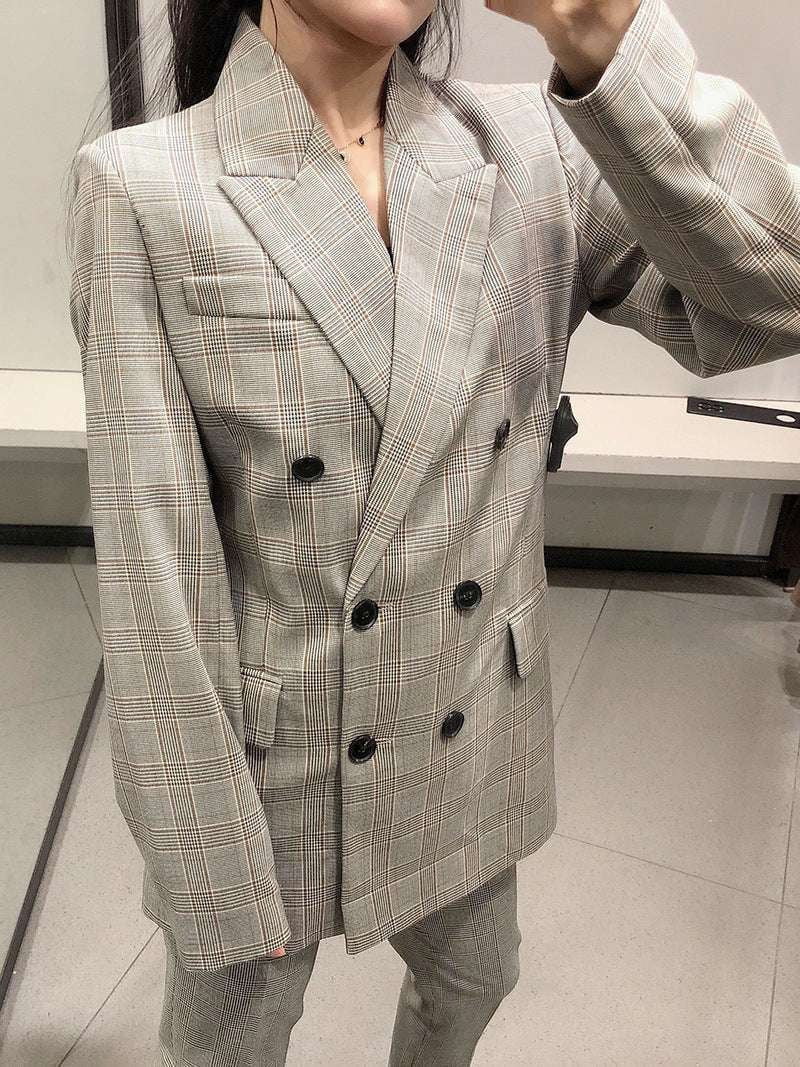 European and American Style, Stylish Plaid Suit Coat, Women's Autumn Trend - available at Sparq Mart