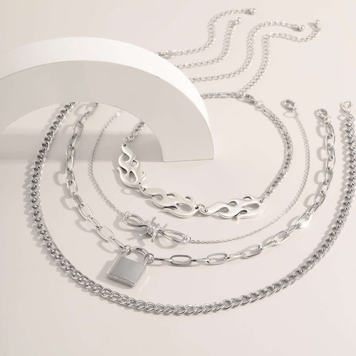 Fashion All-match, Fire Cloud Necklace, Lock Shape - available at Sparq Mart