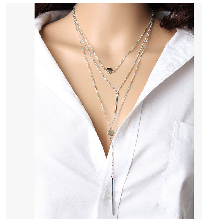 Korean Multi-Layer Necklace, Small Dot Metal Necklace, Stylish Personality Necklace - available at Sparq Mart