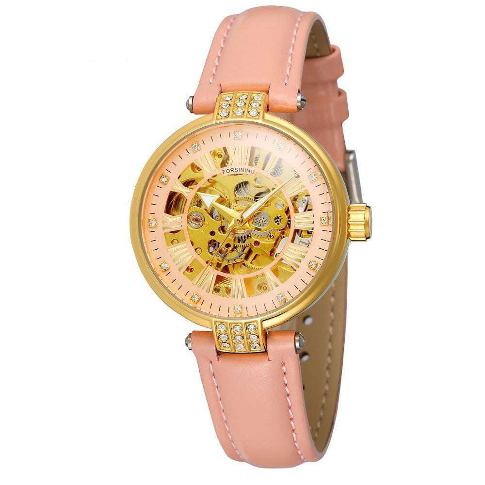 Fashion Mechanical Watch, Ladies Casual Timepiece, Waterproof Leather Watch - available at Sparq Mart