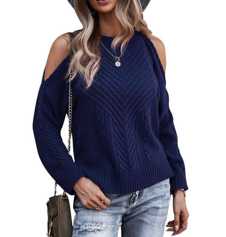 Cozy Knit Pullover, Off Shoulder Sweater, Women's Knitwear Fashion - available at Sparq Mart